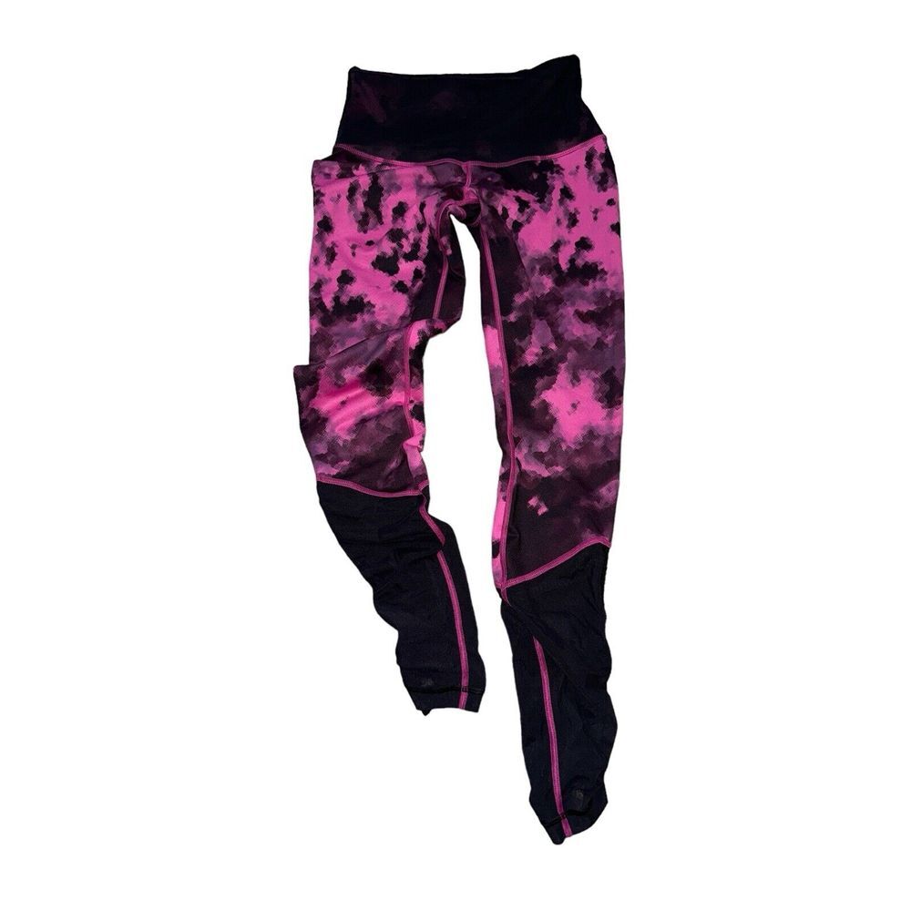 Lululemon Blooming Pixie Sz 8 Raspberry Black Sweaty Endeavor Tights Pants